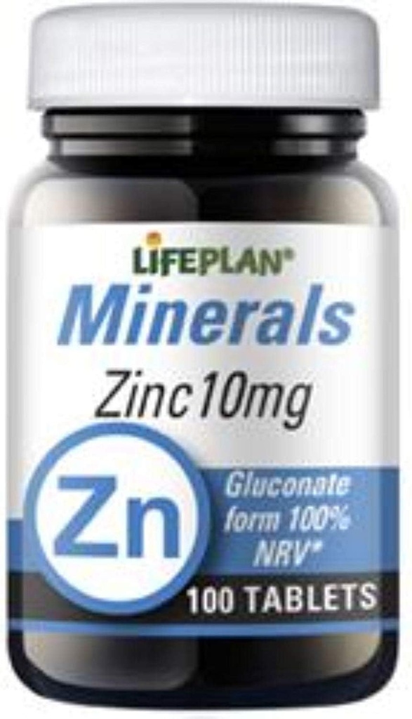 Lifeplan 10mg Zink Gluconate Elemental - Förpackning med 100 tabletter