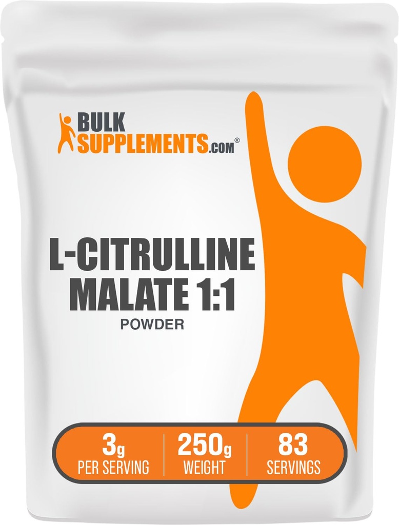 BulkSupplements.com L-Citrulline Malate 1:1 Powder - Citrulline Powder, Amino Acid Supplement - Unflavored & Gluten Free - 3g per portioner, 250g (8,8 oz) (Pack av 1)