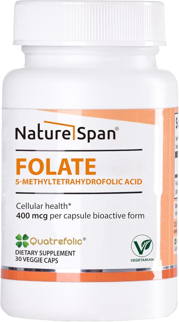 Aktiv 6S-5-metylltetrahydrofolsyra-400 mcg,Promote Protein Production, röd blodcellproduktion och förebygga fetala missbildningar, 30 Caps
