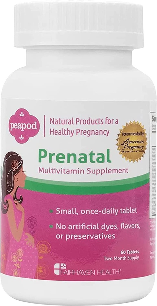 Fairhaven Health Peapod Prenatal Multivitamin - 1 Per dag, lätt vanilj smak - Graviditet måste ha för kvinnor och barnhälsa - Inkluderar järn, vitamin C och folsyra - 2 månaders leverans
