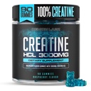 Kreatin HCL 3000mg Per servering - Raspberry smak - Vegan Gummies (90 greve av 1), Raspberry)