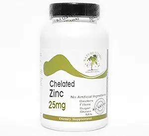Chelated Zink 25mg - 200 kapslar - Inga tillsatser - Naturtitionstillägg