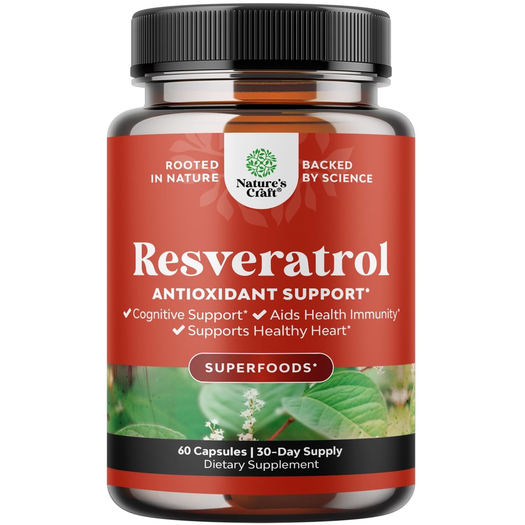 Youthful Trans Resveratrol Supplement - Resveratrol Capsules med AMPK-aktivator för cellulär hälsa och vitalitet - AMPK Metabolic Activator för metabolism Boost & Cellular Efficiency - 60 Count