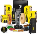 The Beard Club Mäns Grooming Kit med Professional Cordless Electric Rechargeable Hair & Mustache / Beard Trimmer, Straight Edge Razor, Shampoo, Balm, Brush & Comb Gift Set