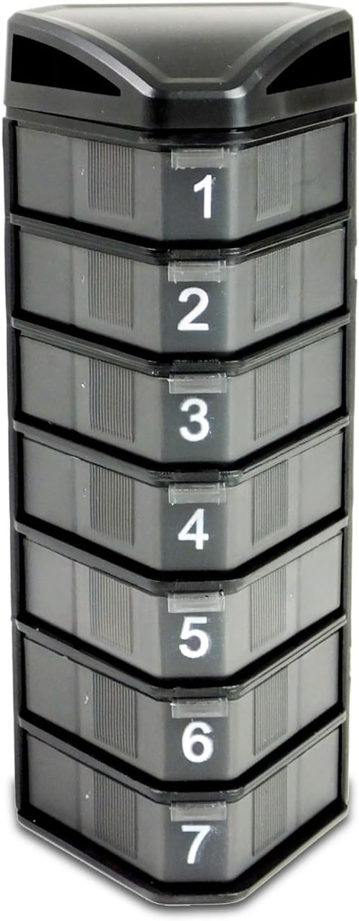 Deke Home - Stackable Pill Organizer 3 gånger om dagen, 7 Day Pill Dispenser, Weekly Pill Organizer för Medicinering, Vitamin, Supplement, Durable Hard Case, Säker Stängning, BPA Gratis, Lätt att Rengöra