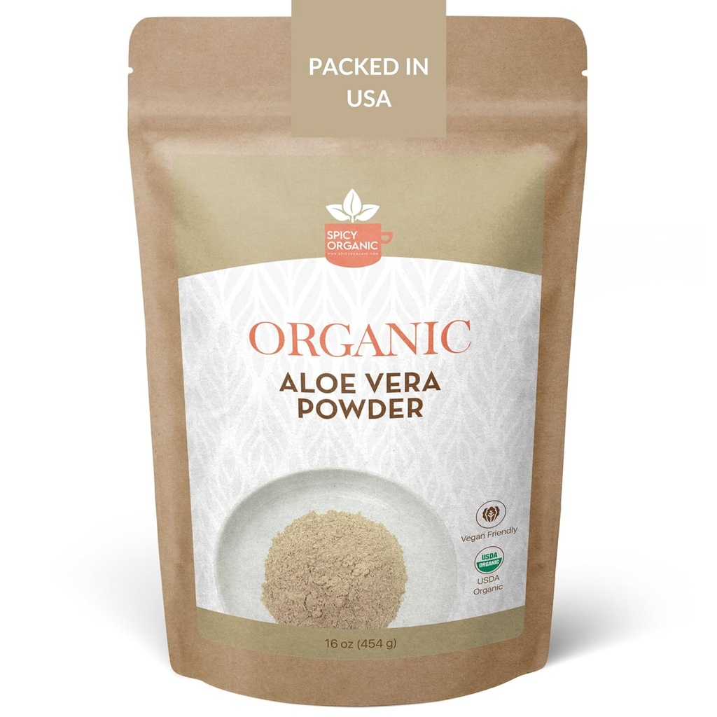 Organisk Aloe Vera pulver för hud och hår - 8 oz. - Aloe Barbadensis - närande ansikte mask för naturlig skönhet, USDA Certified Organic & Non-GMO