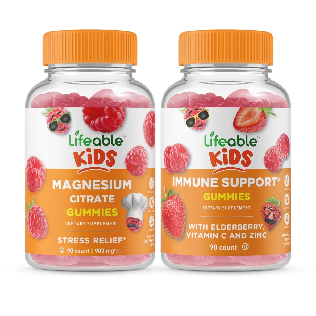 Livliga Magnesium Kids + Immune Support Kids, Gummies Bundle - Great Tasting, Vitamin Supplement, Gluten Free, GMO Free, Chewable Gummy
