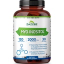 Zazzee Myo-Inositol kapslar, 2000 mg per servering, 120 Vegan kapslar, ideal dosering för 40:1 Ratio, 100% vegetarisk, hormonbalans och hälsosam äggstocksfunktion stöd, helt naturlig och icke-GMO