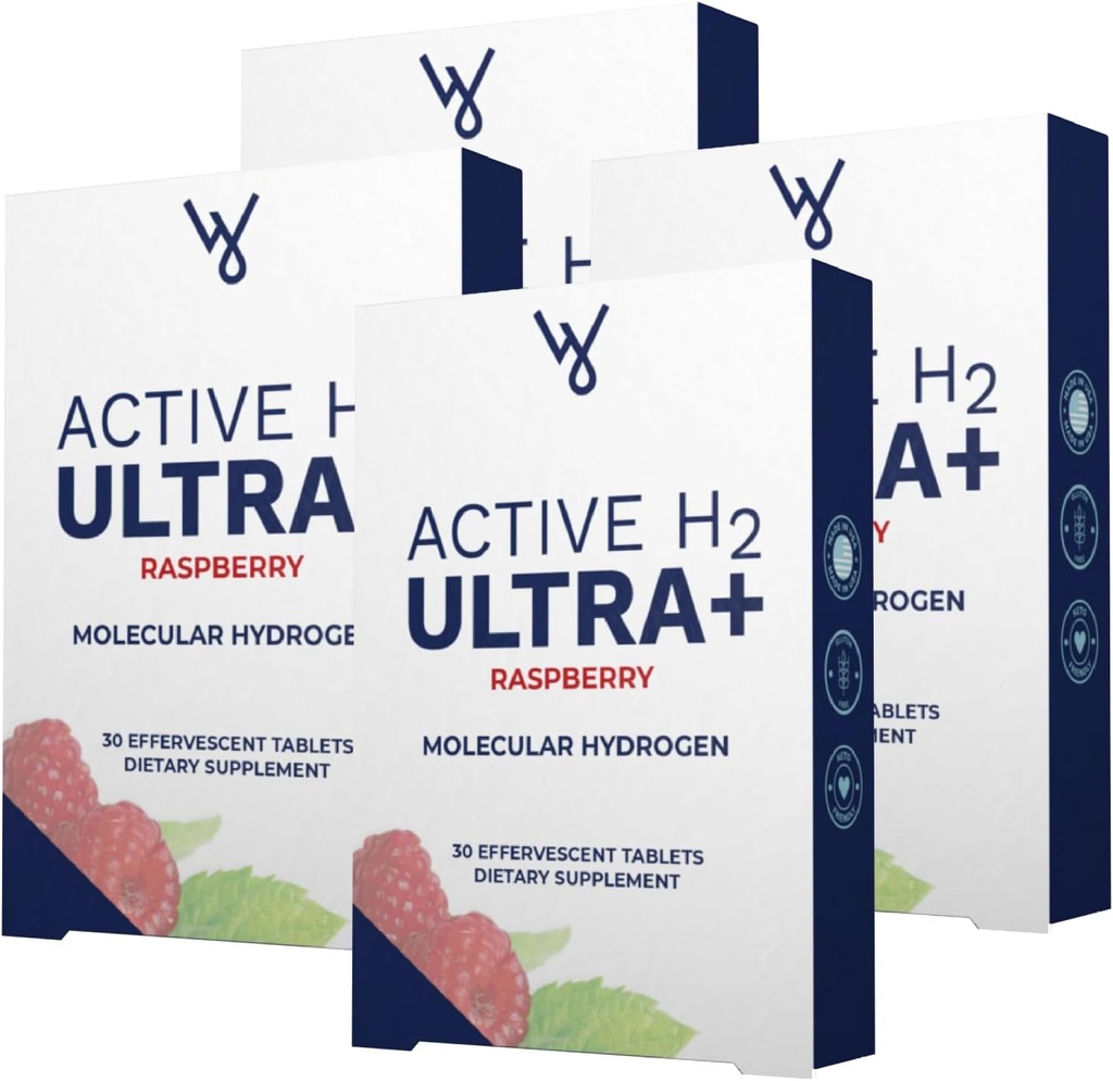 Aktiv H2 Ultra + Vätevattentablett, naturlig hallon. Optimera hälsa, stöd immunitet och balansanter med fördelar med molekylärt väte 240 portioner