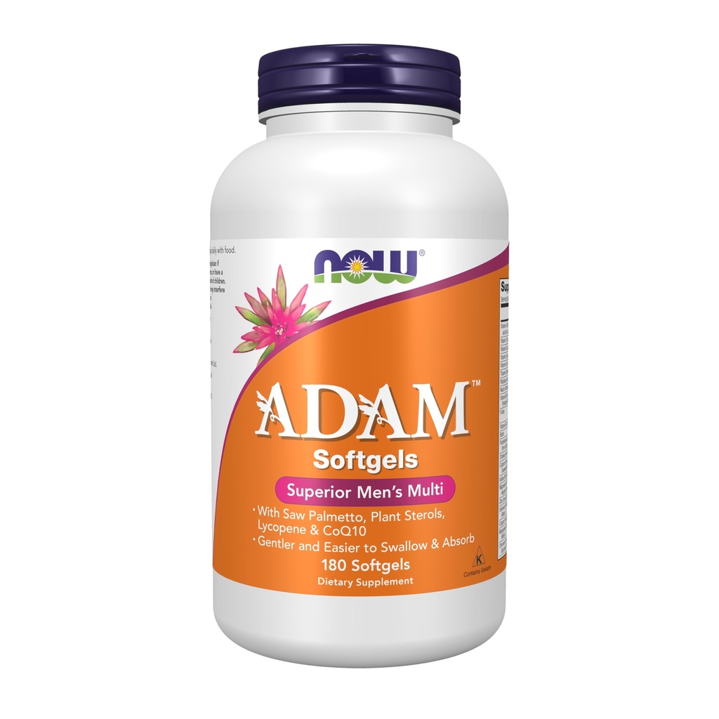 NOW Foods Supplements, ADAMTM Mäns Multivitamin med Saw Palmetto, Plant Sterols, Lycopene & CoQ10, 180 Softgels