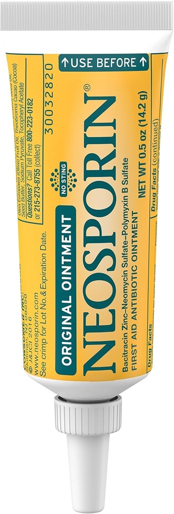 Neosporin Original First Aid Antibiotisk salva med Bacitracin Zink för infektionsskydd, sårvårdsbehandling och släpning Minimizer för mindre skär, skrapor och burns,.5 oz