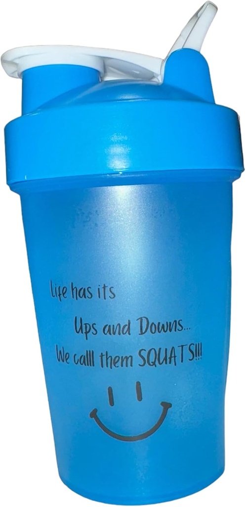 Protein Shaker Bottle, ShakeELITE - 13oz BPA-Free Blender med säkert läckande Lid & Mixing Ball - Perfekt för gym, fitness och on-the-Go Nutrition BLUE