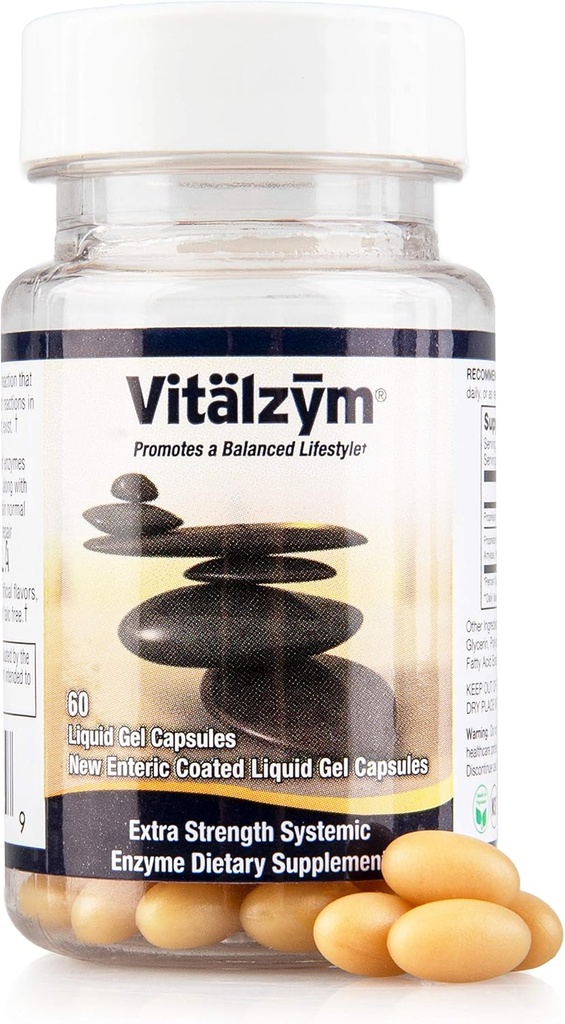 Proteolytiska systemiska enzymer Liquid Gel Capsules med serrapeptase, Immune och Joint Support, Natural Ache Relief Plus Fertility Supplement (60 kapslar)