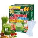 Yamamoto Kanpoh YAMAKAN Greens Superfood Powder med prebiotiska Fiber & Enzymer för Digestion, 30 Veggies & Young Barley Grass Juice Blend från Japan, Gut Health för kvinnor och män, 64 Packets