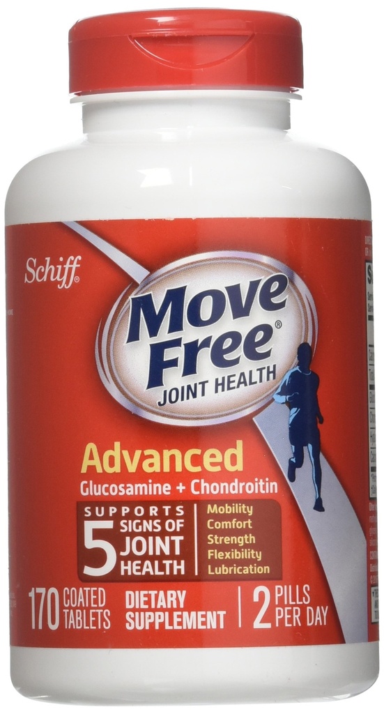 Schiff Flytta gratis Joint Health Dietary Supplement, Avancerad Glukosamin Chondroitin 170 tabletter