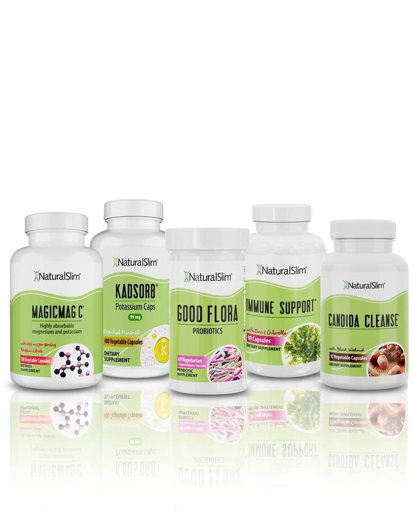 NaturalSlim Superb Bundle för rengöring - Candiseptic Kit, MagicMag C och Kadsorb Supplements | Bättre matsmältning, immunsystem och njursupport | Vegan, formulerad av Frank Suarez