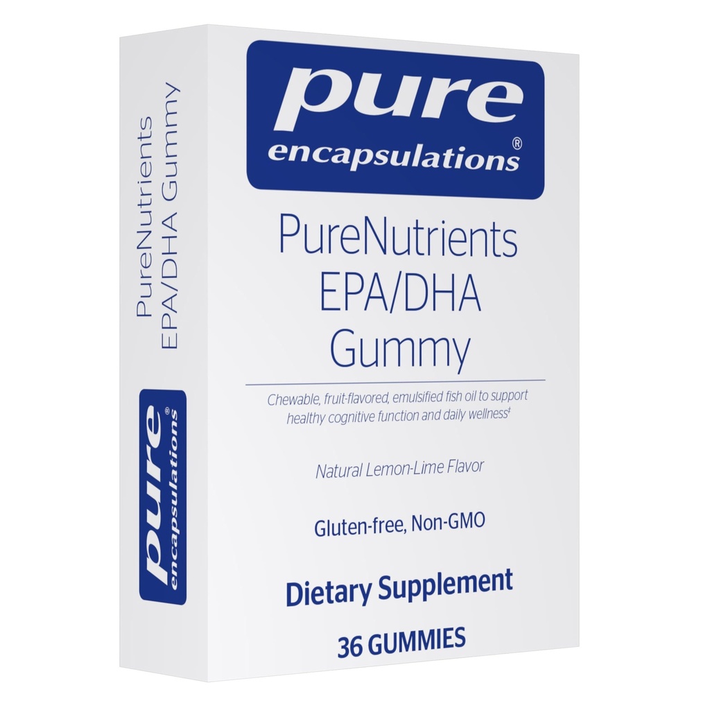 Rena inkapslingar PureNutrients EPA / DHA Gummy | Gummy Soft Chew för att stödja hälsosam kognitiv funktion och daglig Wellness | 36 Gummies | Natural Lemon-Lime smak