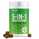 Pet MD 5in1 Dog Multivitamin - 30 Vitaminer, mineraler och näringsämnen för hud och rock, Hip & Joint, Digestion, Senior Dog & Puppy Vitaminer - Glukosamin, Omega 3 6 9, & Probiotika - 60ct