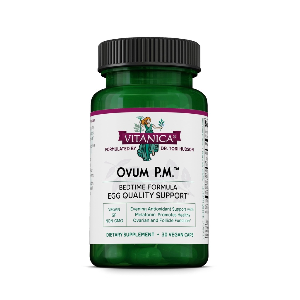 Vitanica Ovum PM - Egg Quality Support med vitamin D3, Alpha Lipoic Acid & Melatonin - fungerar bäst med Ovum AM - Herbal Dietary Supplement för kvinnors hälsa - Lady - 30 Vegan Caps