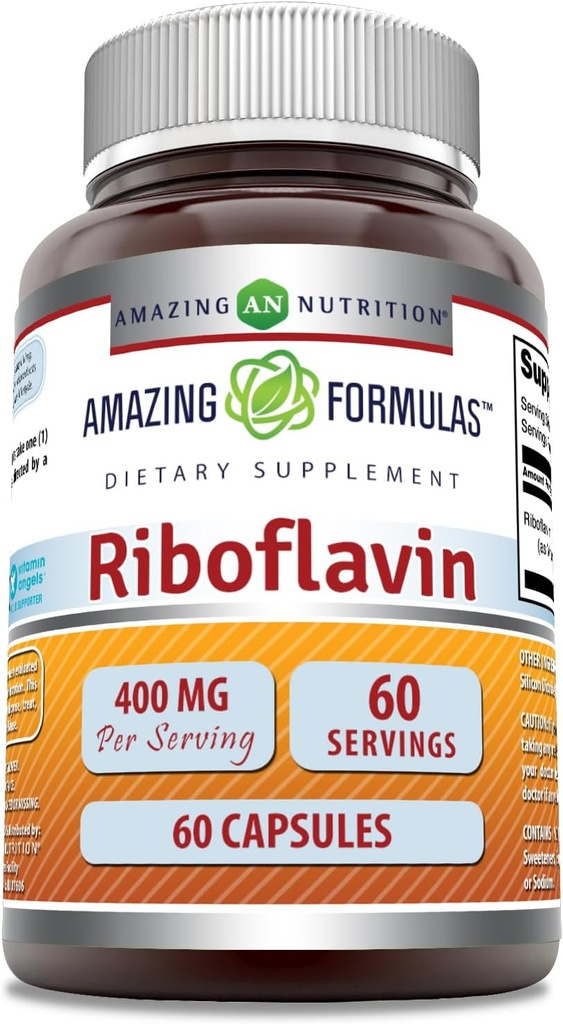 Fantastiska formler Riboflavin (Vitamin B2) Tillägg | 400 Mg per portion | 60 kapslar | Icke-GMO | Glutenfri | Tillverkad i USA