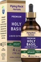Piping Rock Holy Basil Liquid Extract | 4 Fl Oz | Tulsi Leaf Tincture | Vegetarisk, icke-GMO, Gluten fri tillägg