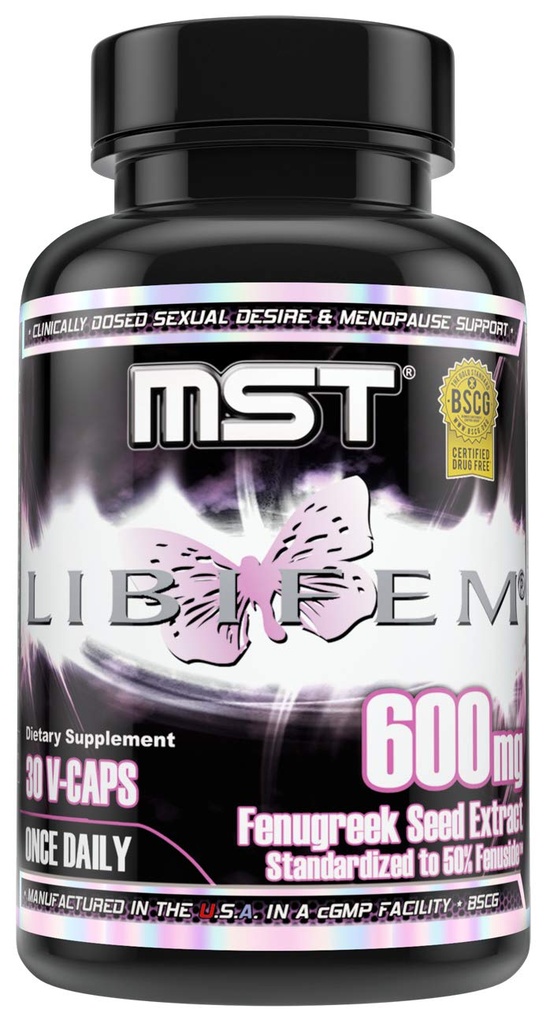 MST Libifem, Fenugreek Seed Extract Capsules, Boost Desire, Libido, Arousal och Satisfaction Plus Menopause Health Support, Supplement for Women, 30 Count, BSCG Certified Drug Free.