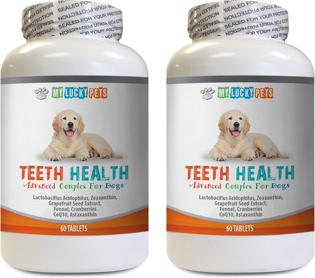 Hund Breath tabletter - Avancerad tänder hälsa för hundar - kämpar dålig andedräkt - bästa tuggummi och tänder - Vitamin c för hundar piller - 120 tabletter (2 flaskor)