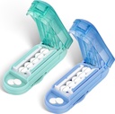 DUBSTAR 2PCS Pill Cutter Splitter for Small and Tiny Pills, Multiple Pill Cutters for Small or Large Pills, Justerbar Pill Splitter med Centering Device och Blade Guard (Blue+Cyan)