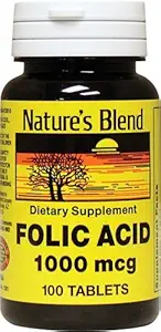 Naturens Blend Folic Acid 1000 mcg 100 Tabs Pack med 2
