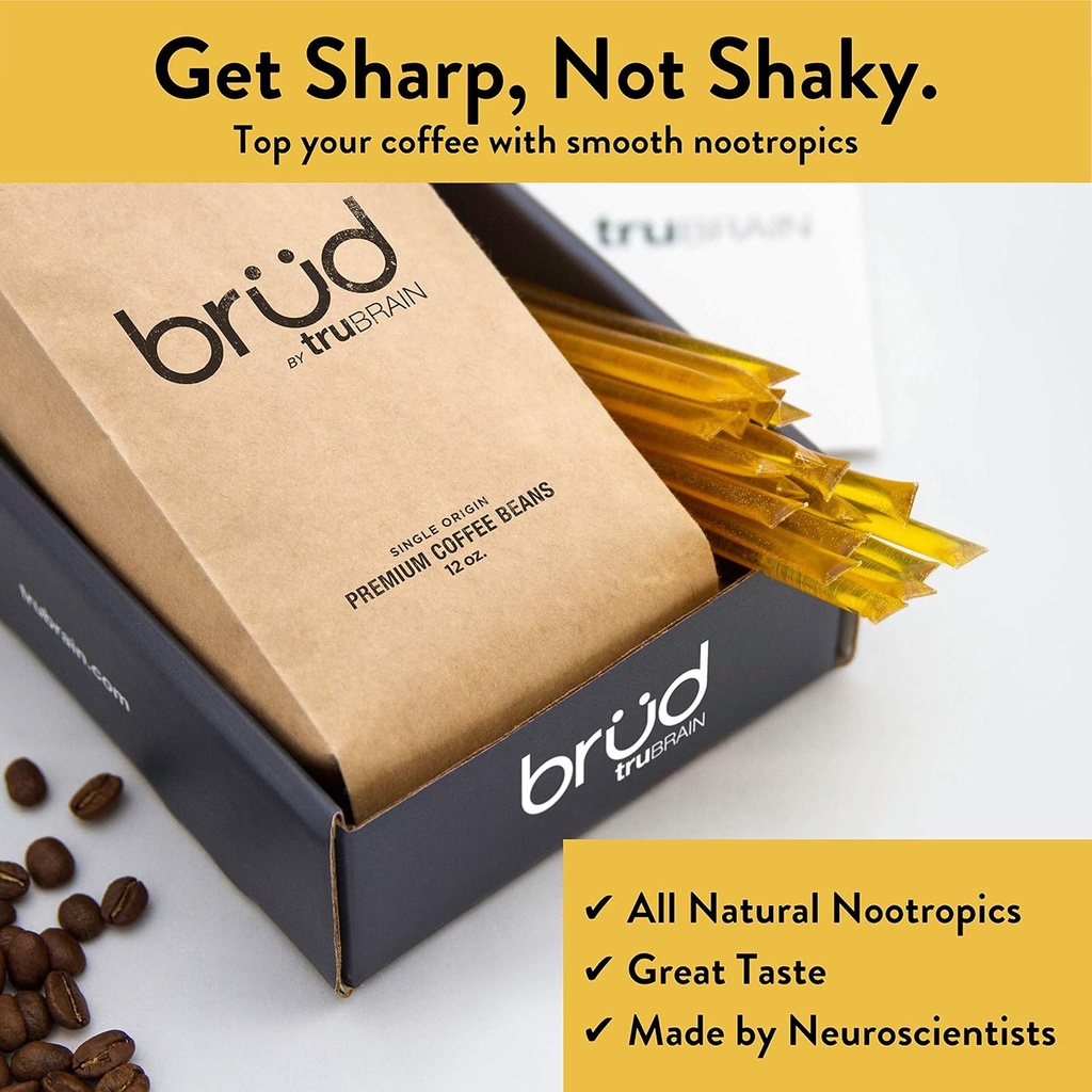 TruBrain Nootropic Coffee Enhancer - Focus, Energy, Clarity. Snabb Absorberande Nootropics | Brain Boosters | Förbättra minnet | Sluta förskott