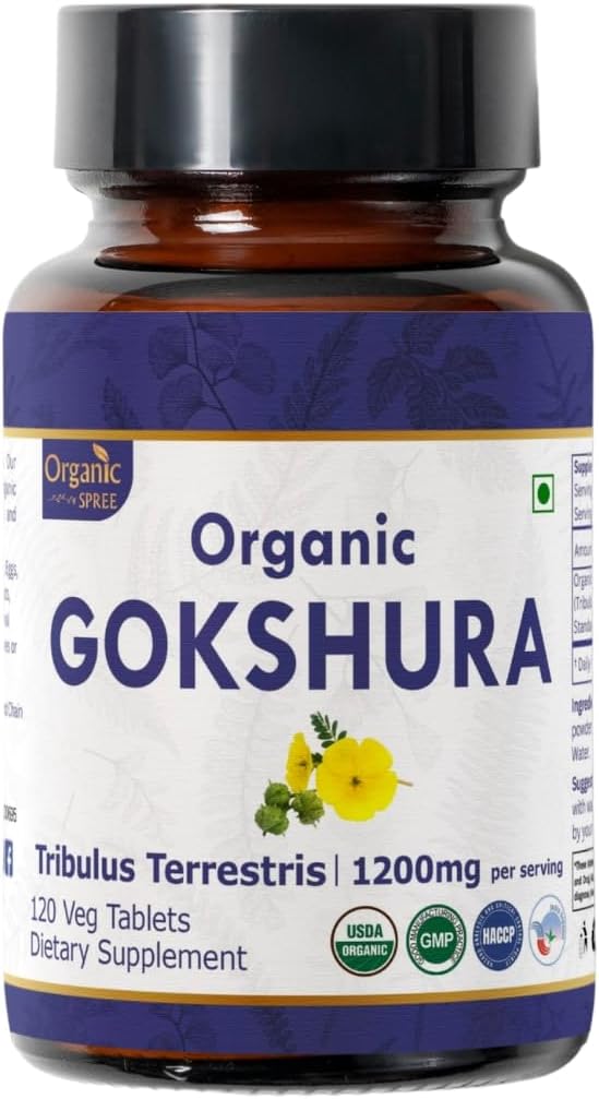 Gokshura 120 tabletter | Tribulus Terrestris (Gokshura) | USDA Organic Certified | Stöder immunitet och styrka | Organisk och naturlig 120tab