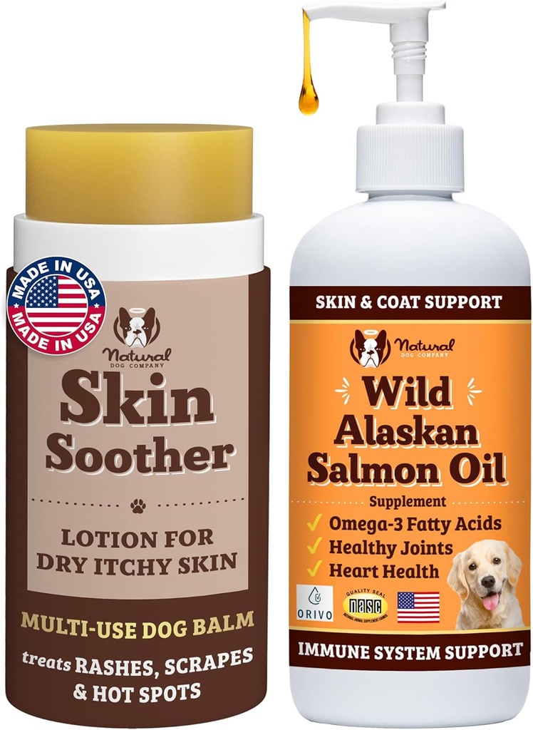 Natural Dog Company Healthy Skin Bundle, stöder hälsosam hud och lindrar torr, Itchy Skin, allergi lättnad för hundar