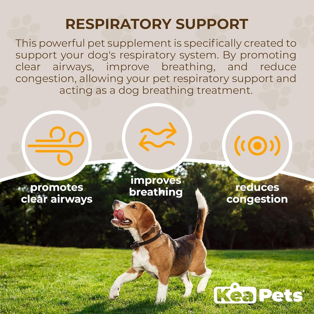 Doggie Condiments Pet Respiratory Support Ett Naturligt Hundtillskott för Optimal Hund Andning, Tydliga Sinuser, hosta, Sneezing och Överbelastning Relief för Hundar