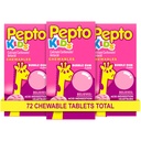 Pepto Kid's Chewable Tablets for Heartburn, Acid Indigestion, Sour Stomach och Upset Stomach, Bubblegum Flavor, 72 Total (3 Packs of 24)
