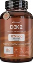 D3K2 | D3 K2 kombinerar vitamin K och vitamin D med Calcium & BioPerine. D3 och K2 kompletterar hälsosamma ben, hjärta och muskler | 180 kapslar