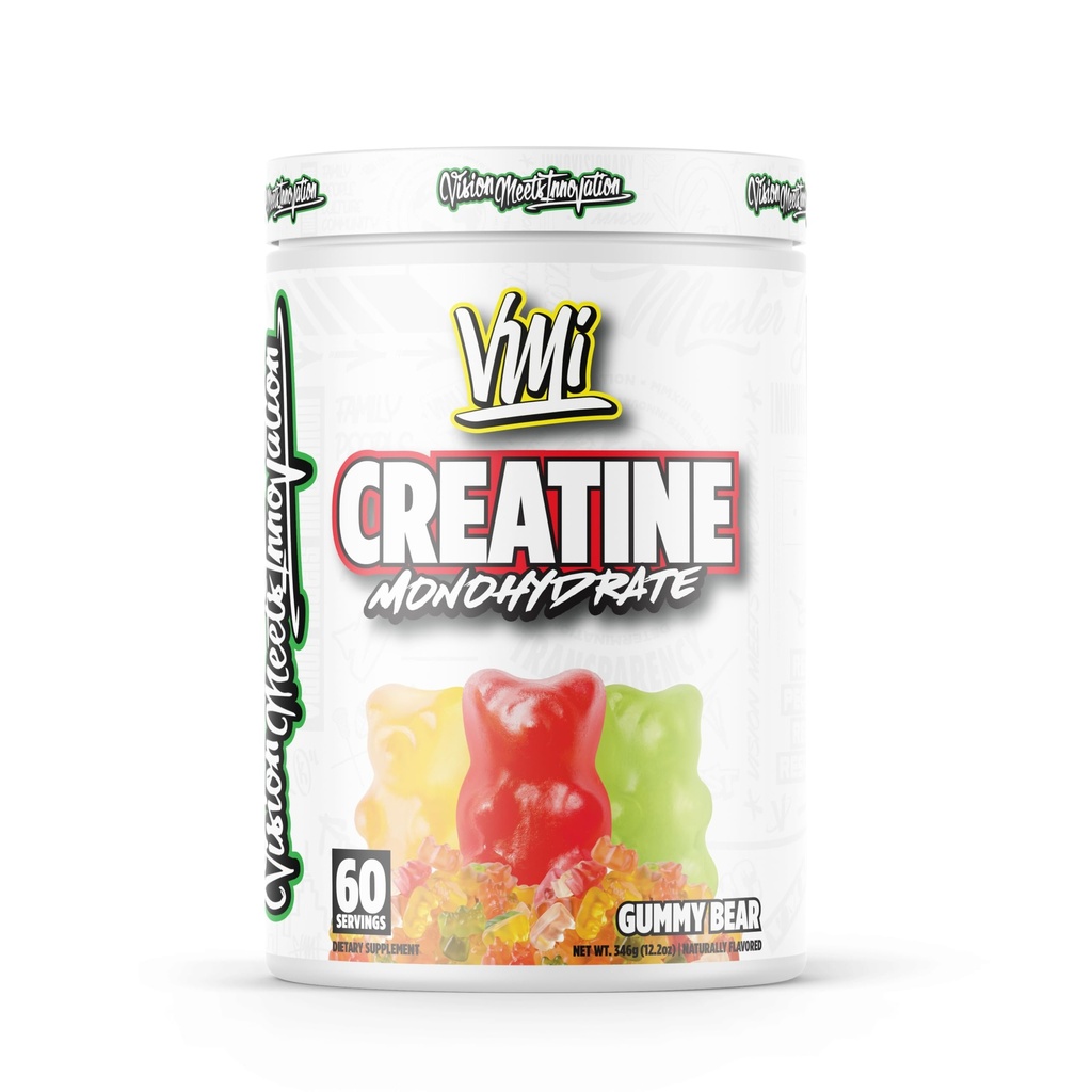 VMI Sports Creatine Monohydrate Powder Muscle Mass - Styrka - Storlek - Kraft | 5 Gram per portion (60 portioner, Gummy Bear)