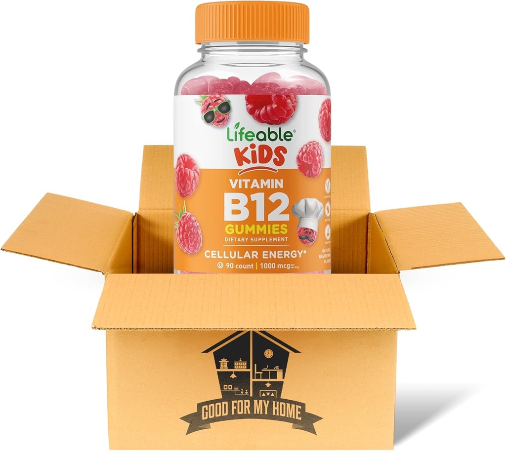 Vitamin B12 Gummies Bundle. Inkluderar en flaska 90 ct Livliga barn Vitamin B12 Gummies. Kosttillskott, Gluten Free, Non Gmo och Chewable B12 Vitamins Gummies. Kommer med en bra för min hembox!