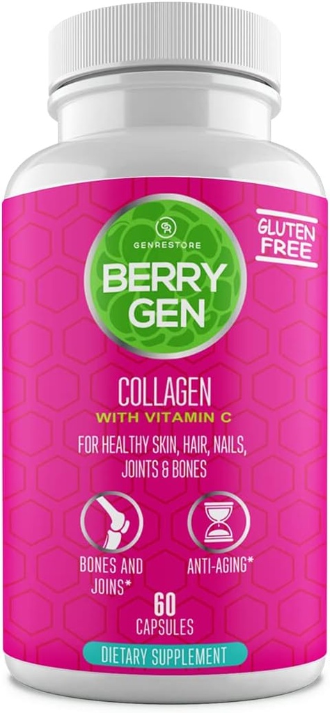 Collagen Peptides Supplement med vitamin C, Biotin och Hyaluronic Acid - 60 kapslar - Natural Formel - Stöder gemensamma, hår, hud och naglar - Tillverkad i USA