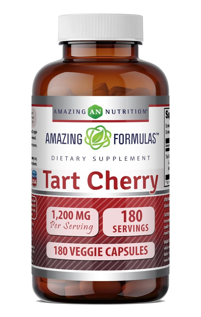 Fantastiska formler Tart Cherry 1200 MgPer Serving | 180 Veggie Capsules Supplement | Icke-GMO | Gluten Free | Tillverkad i USA