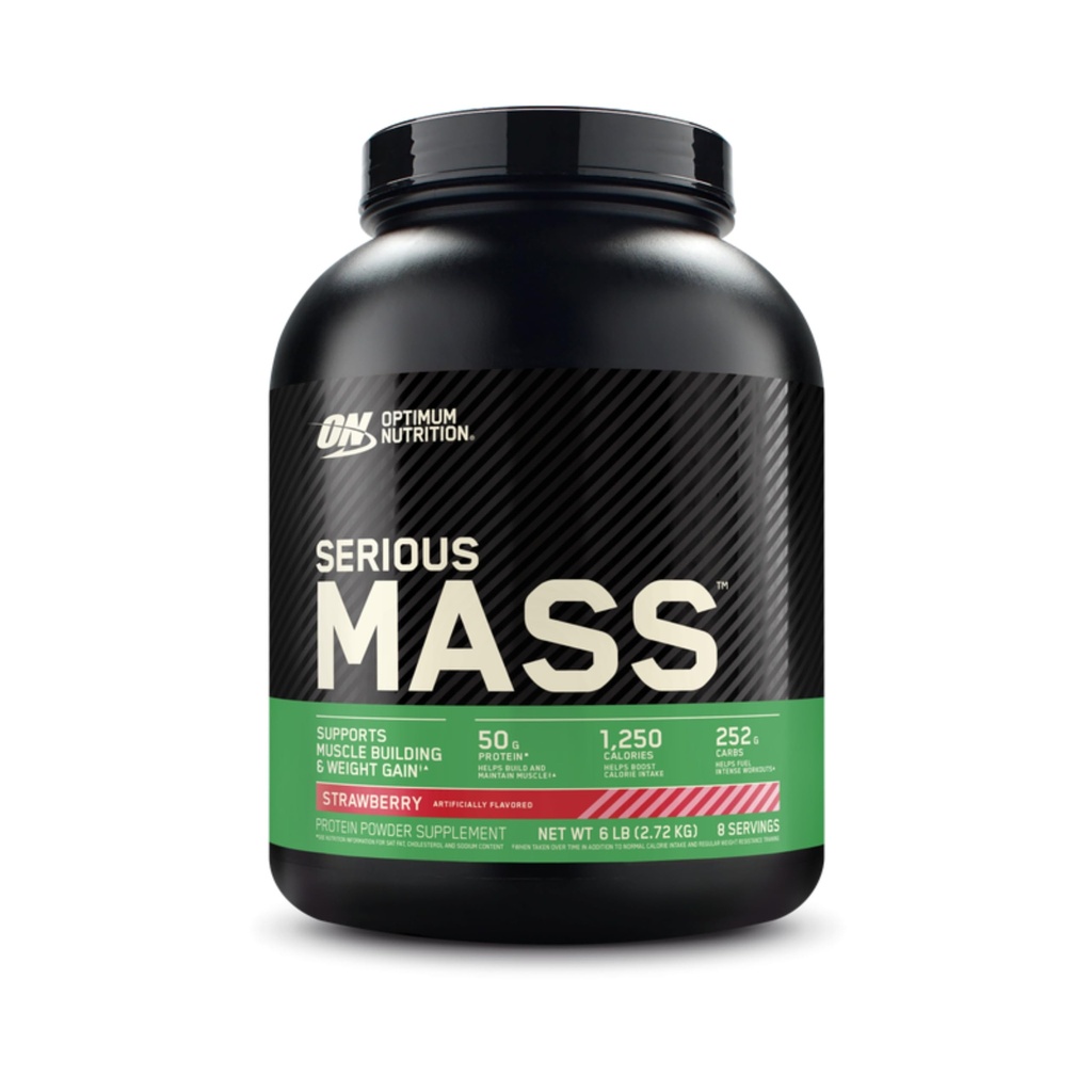 Optimum Nutrition Serious Mass, Weight Gainer Protein Powder, Mass Gainer, Vitamin C och Zink för Immune Support, Kreatin, Strawberry, 6 Pound (Packaging May Vary)