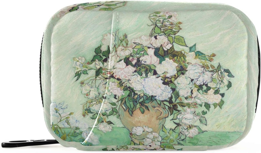 Roses Van Gogh Pill Box 7 Day Pill Case Bag Travel Pill Organizer Bag med Zipper Portable Weekly Case Compact Size för vitamin Supplement Holder