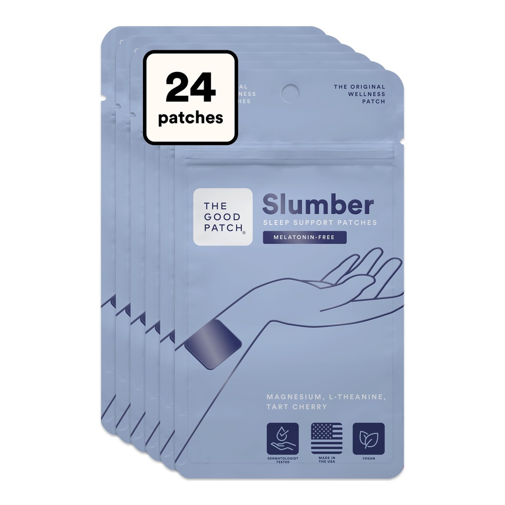 The Good Patch Slumber Sleep Patch Support, Melatonin Free, Sustained Release, Natural Patch med L-Theanine, Magnesium, Tart Cherry Extract, Plant Powered Wearable Wellness (24 Total Patches)