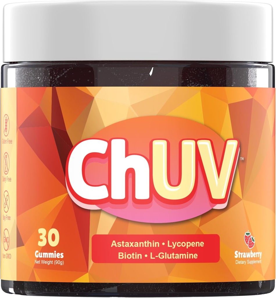 60 Gummies - Natural Astaxanthin Supplement for Supporting Tanning - Inkluderar Lycopene, Biotin och L-Glutamin - Non-GMO & Gluten-Free