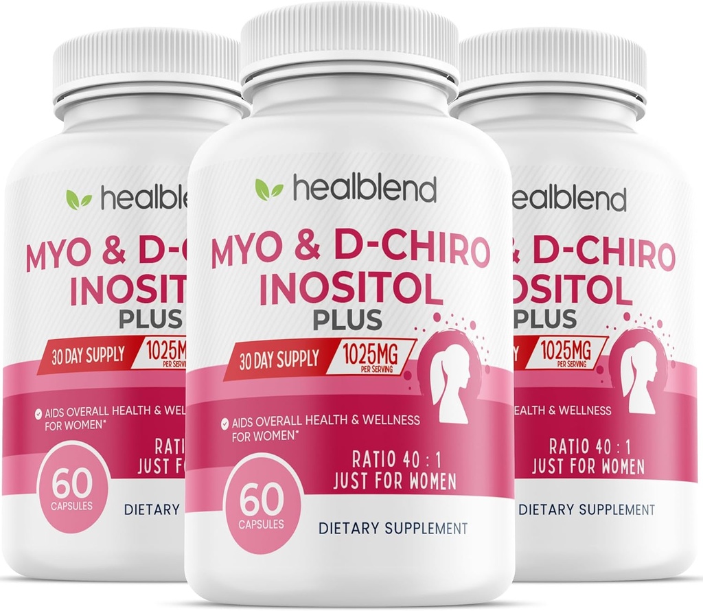 Myo & D-Chiro Inositol Plus Supplement Blend, Hormonal Balance, Healthy Ovulation & Overall Wellness Support för kvinnor, fertilitet och graviditetshälsa (3 Pack)