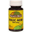 Naturens Blend Folic Acid 1000mcg Tablets 100 Count (2 Pack)