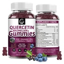 Quercetin Gummies med Bromelain 2378mg - Blend med Elderberry, Echinacea Purpurea Extract, Zink, Vitamin C,D3, K2, Complex stöder Immune, Cardiovascular & Respiratory, Vegan Gummy för vuxen & Kid