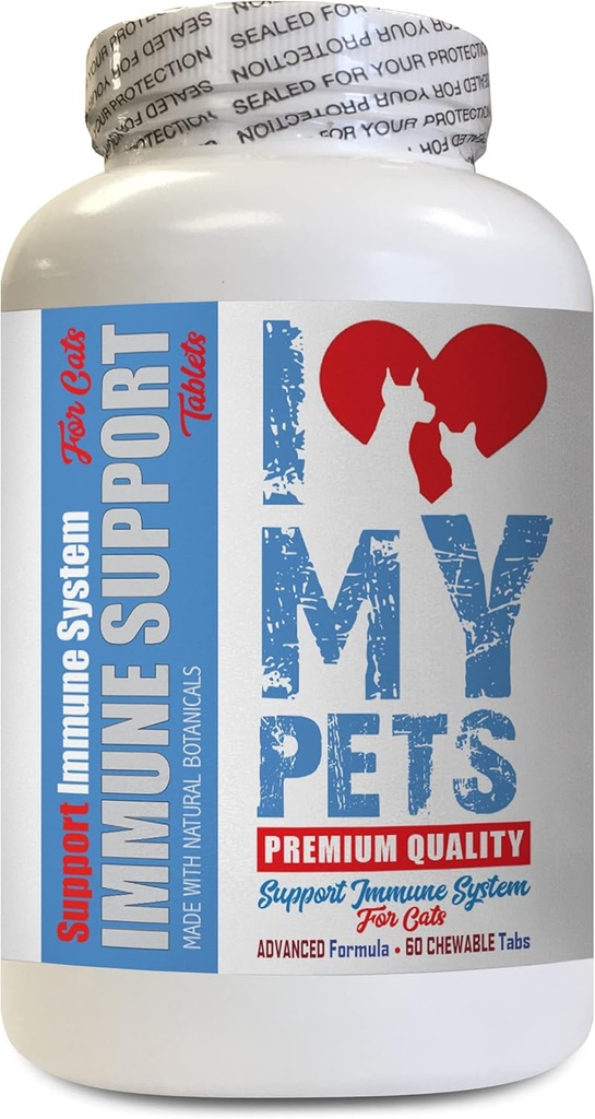 Jag älskar MIN PETS LLC Äldre cat Supplement - CAT Immune Support - Booster - Hälsosam kosttillskott - Leverstöd för katter - 60 behandlingar (1 flaska)