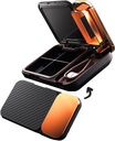 MURRI & MURRDI Pill Organizer och Crusher, Portable Pill Splitter och Cutter, Medicine Case 4 Cells Vitamin Dispenser Holder (D Black)
