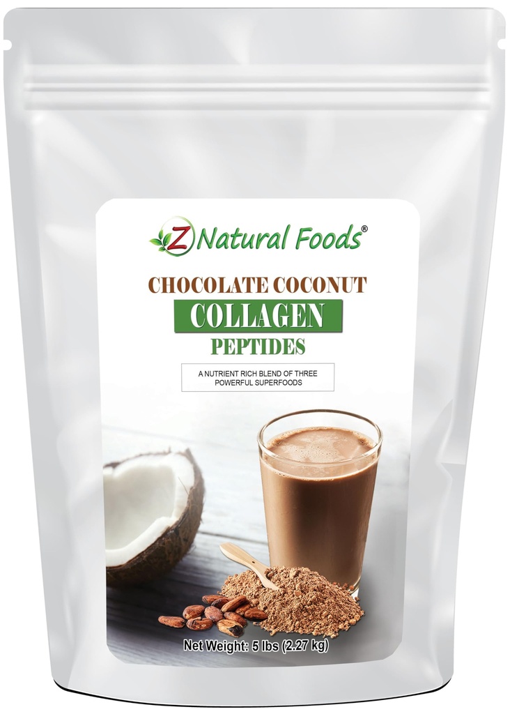 Chokladkollagen Peptides Made With Coconut Milk Powder - 5 lb - Delicious Taste + Zero Sugar - Hydrolyzed Collagen + Organic Cacao + Coconut Milk Powder - Gluten Free & Non GMO