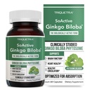 SoActive Ginkgo Biloba med GinkgoSelect® Phytosome | Clinically Studied Enhanced Absorption for Brain, Heart & Memory Support - 180 mg - Hjälper till att upprätthålla cirkulation och kognitiv hälsa (60 kapslar)